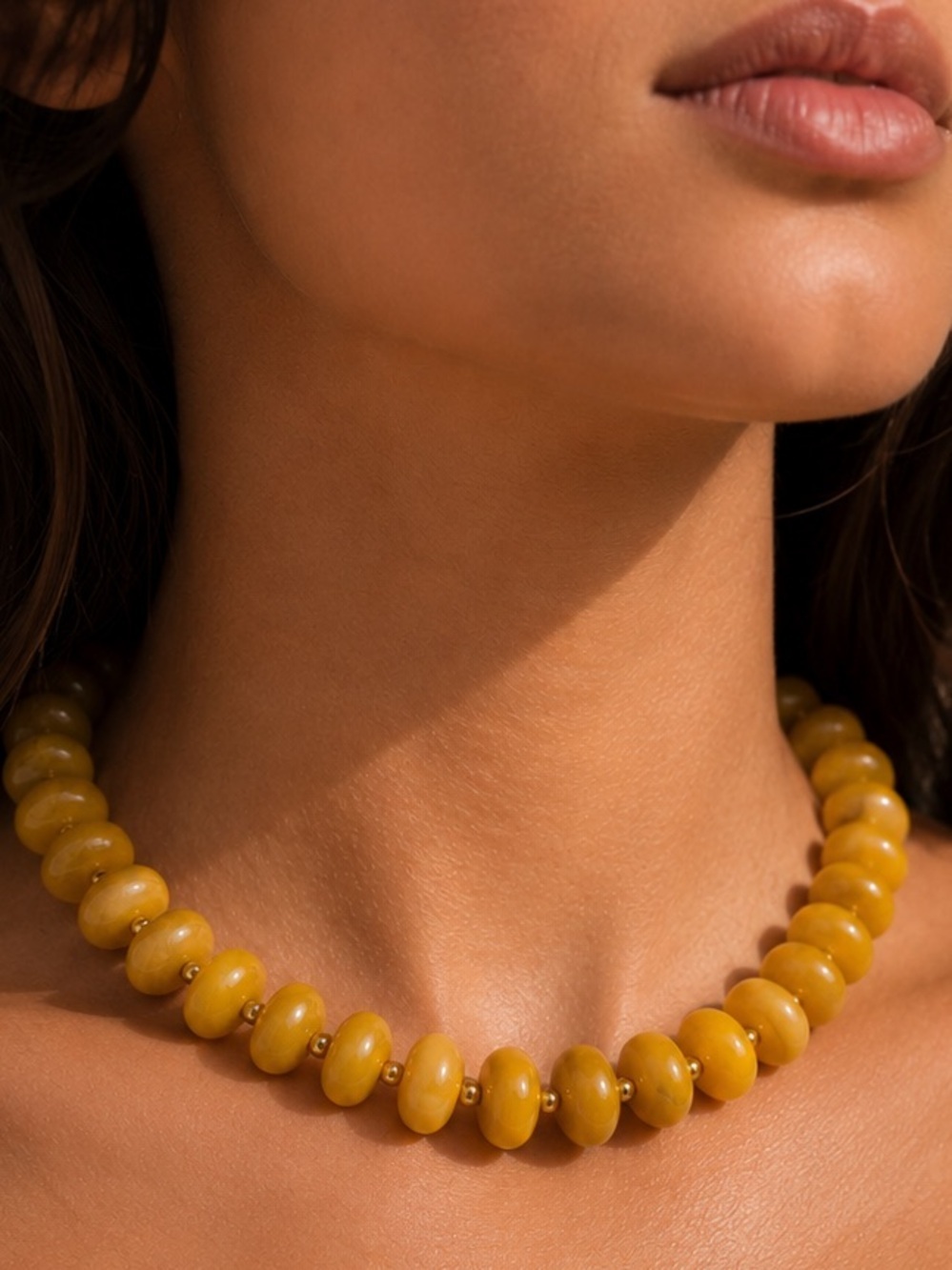 Chunky Yellow Beaded  Necklace